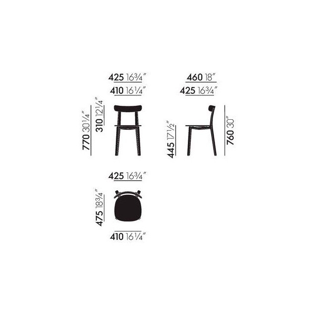 medidas All plastic chair Vitra