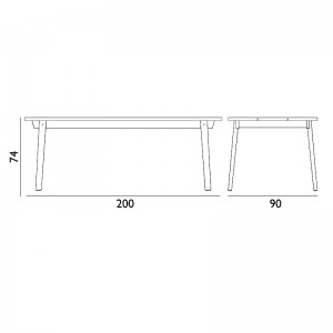 dimensiones Mesa de comedor rectangular Slice Linoleum de Normann Copenhagen
