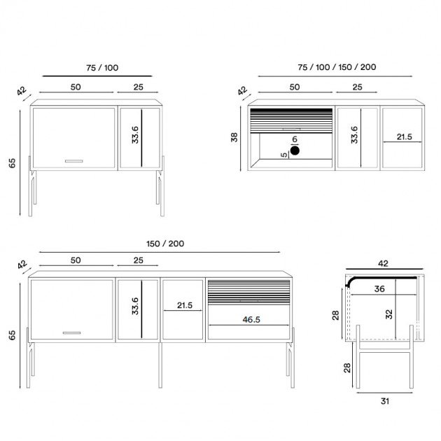 Dimensiones Hifive cabinet system de Northern. Descubre toda la colección en Moisés showroom