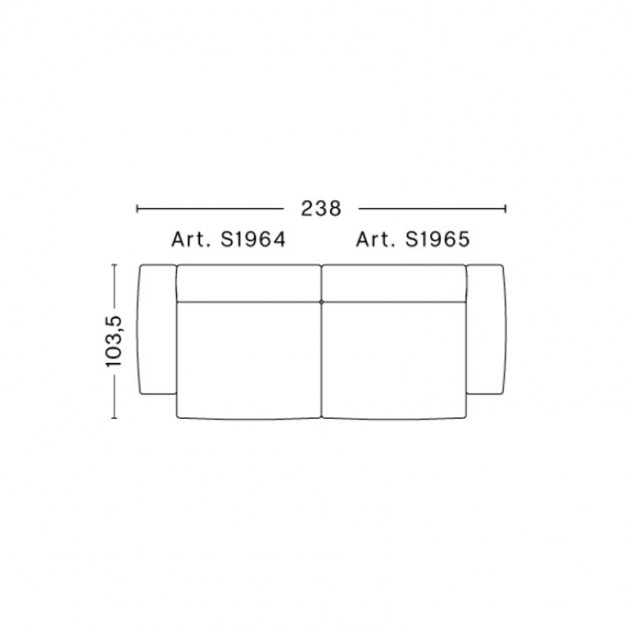 Medidas sofá Mags Soft de HAY versión 2.5 plazas en Moises Showroom