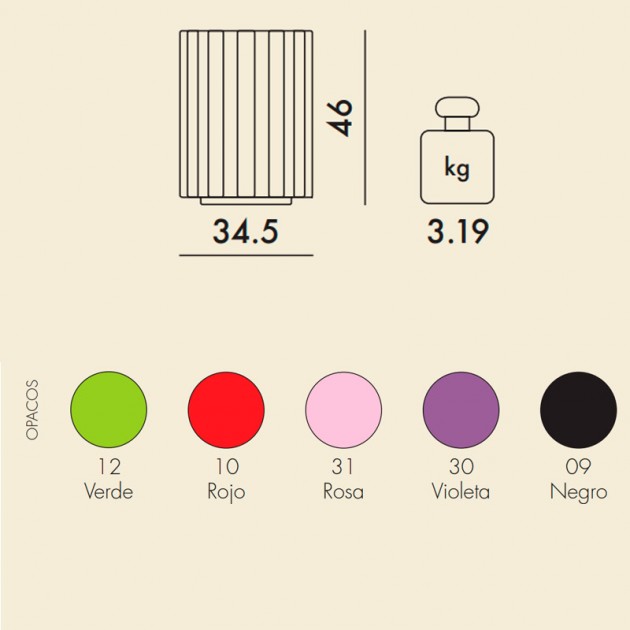 medidas y colores taburete Colonna Kartell