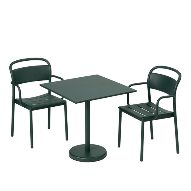 Mesa Linear Steel Café Table 70x70 de Muuto en Moises Showroom