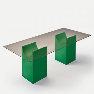 mesa rectangular Vestige Sancal cristal fresno teñido