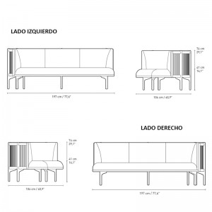 medidas Sideways sofa RF1903 Carl Hansen