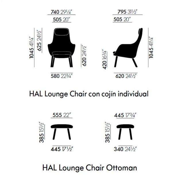 medidassillón Hal lounge chair & Ottoman Vitra