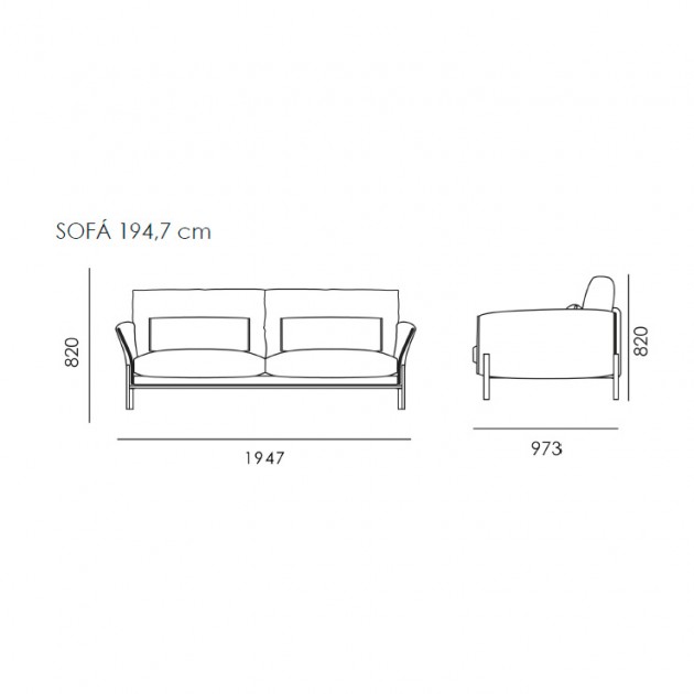 Medidas sofá Helmut 194,7 cm de Trebol Mobiliario