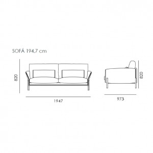 Medidas sofá Helmut 194,7 cm de Trebol Mobiliario