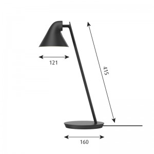 Medidas lámpara de mesa NJP mini negra de Louis Poulsen