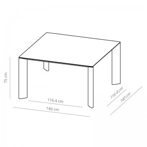 Medidas Foro Table 140x140cm de Viccarbe